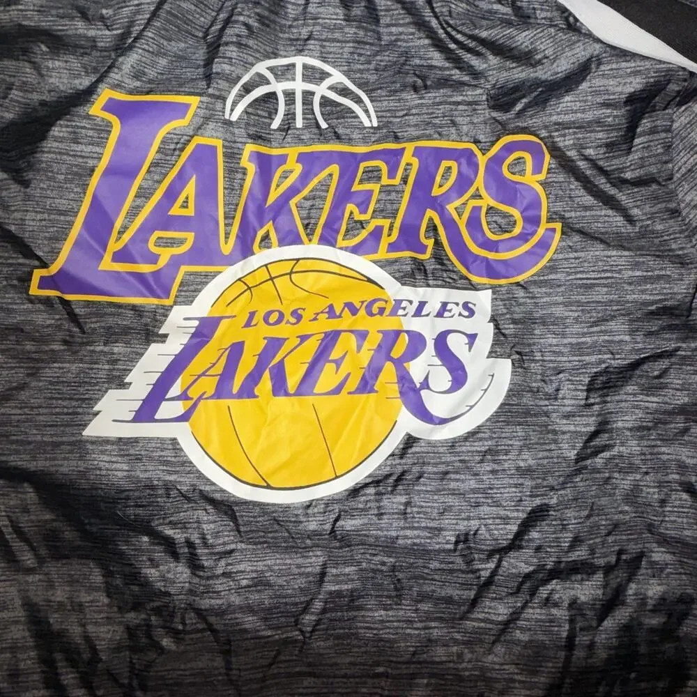 NBA Los Angeles Lakers Hooded Windbreaker Jacket Mens Small Gray Athletic